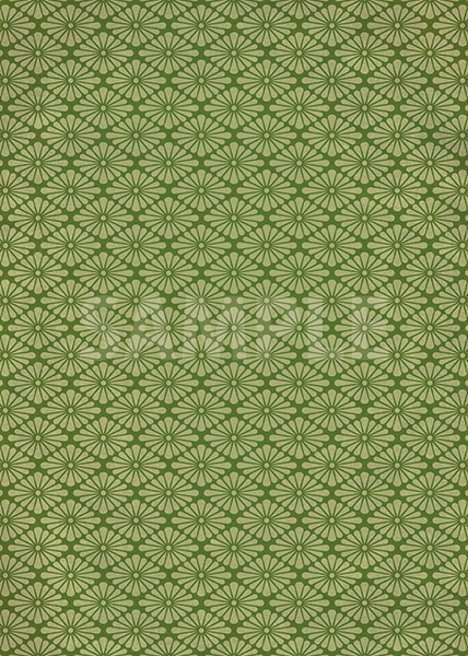 緑色の菊菱・和柄、A4サイズ背景素材