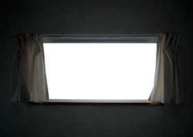 カーテンのある窓のA4サイズ背景素材
