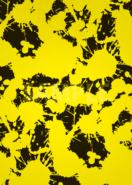 黒地に黄色のインクが飛び散るA4サイズ背景素材