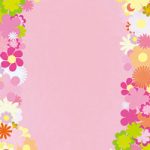 ピンク基調の花のイラストに囲まれたA4サイズ背景素材