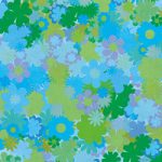 青い花のイラストが散らばるA4サイズ背景素材
