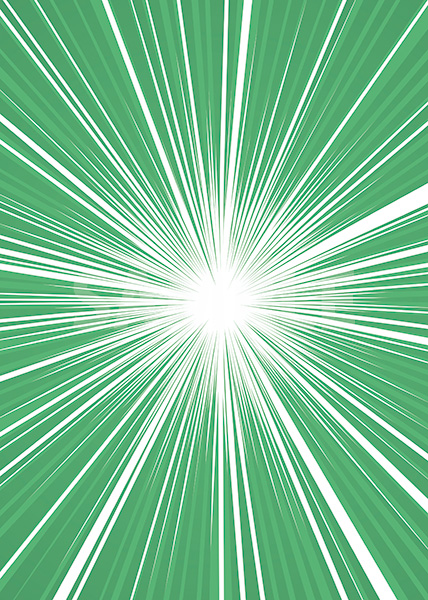 中央に集中する緑色の効果線A4サイズ背景素材