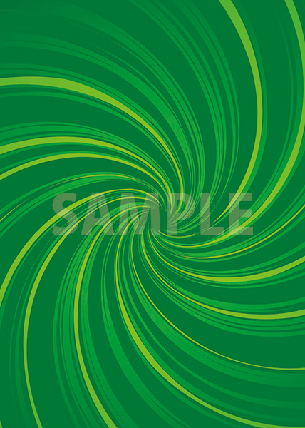 中央に渦巻状に集中する緑色の効果線A4サイズ背景素材