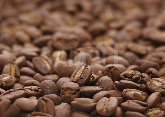 中央ピン合わせのコーヒ豆、A4サイズ背景素材