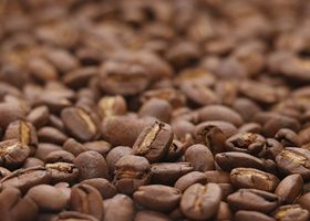 中央ピン合わせのコーヒ豆、A4サイズ背景素材