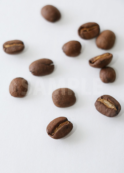 コーヒ豆が散らばるA4サイズ背景素材