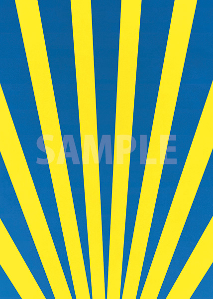 青と黄色の下中央に向かう効果線、A4サイズ背景素材