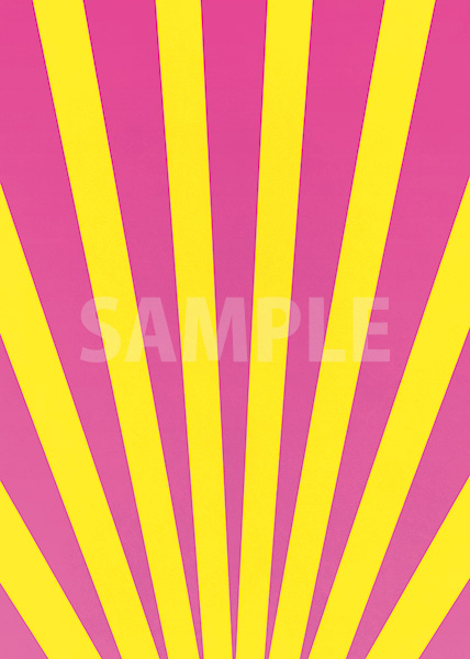 ピンク色と黄色の下中央に向かう効果線、A4サイズ背景素材