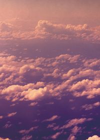 紫色フィルター越しの雲を見下ろしたA4サイズ背景素材