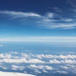 飛行機から見た空と雲のA4サイズ背景素材