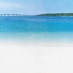 宮古島の青い海と白浜のA4サイズ背景素材