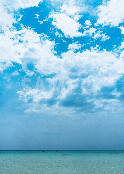 青空と白い雲のA4サイズ背景素材