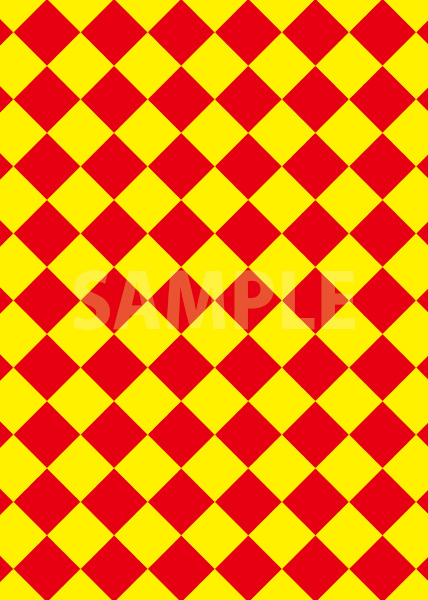 赤色と黄色のハーリキンチェック柄A4サイズ背景素材