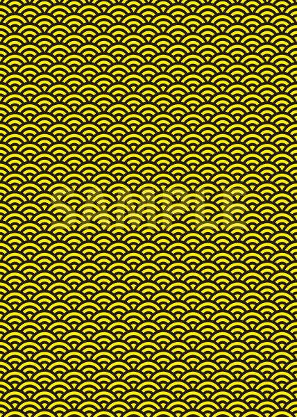 黒と黄色の青海波柄A4サイズ背景素材