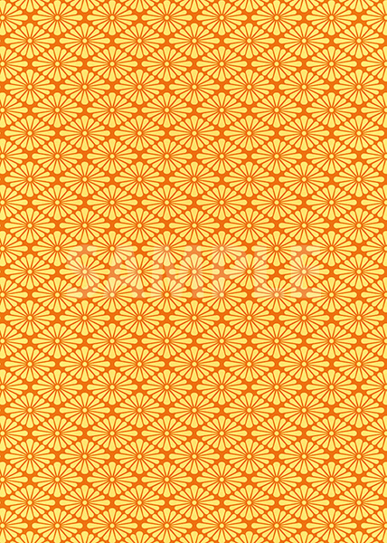 オレンジ色の菊菱柄A4サイズ背景素材