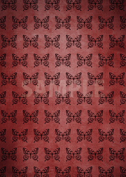 アゲハチョウのイラストが並ぶ赤く不気味なA4サイズ背景素材