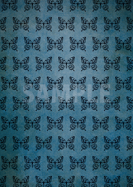アゲハチョウのイラストが並ぶ青いA4サイズ背景素材