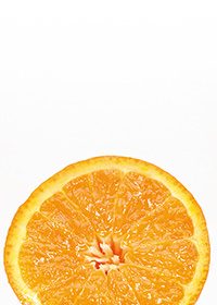 半身のオレンジのA4サイズ背景素材