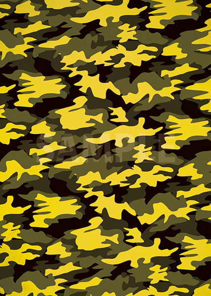 黄色の迷彩・カモフラージュ柄のA4サイズ背景素材