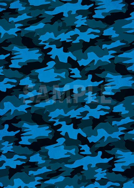 青と黒の迷彩・カモフラージュ柄のA4サイズ背景素材