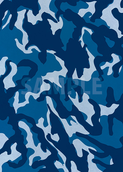 ブルー系の迷彩・カモフラージュ柄のA4サイズ背景素材