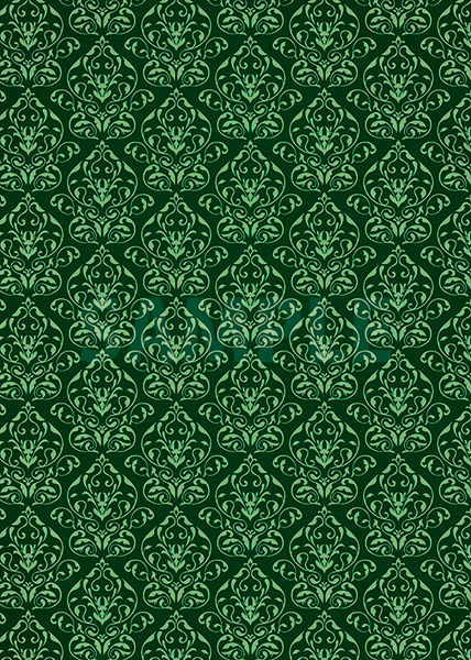 緑色のダマスク壁紙のA4サイズ背景素材