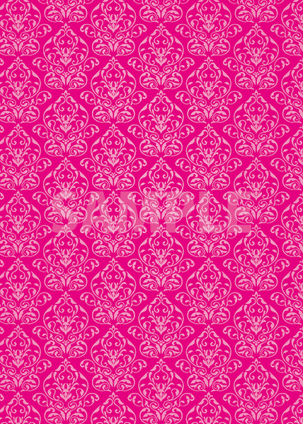 ピンク色のダマスク柄壁紙のA4サイズ背景素材