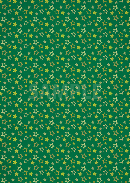 緑色の星型が散らばるA4サイズ背景素材