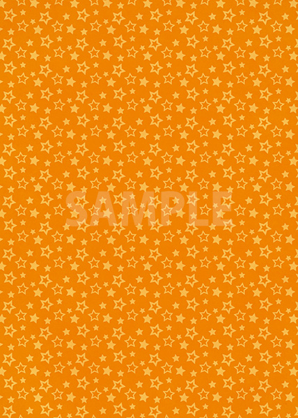 オレンジ色の星型が散らばるA4サイズ背景素材