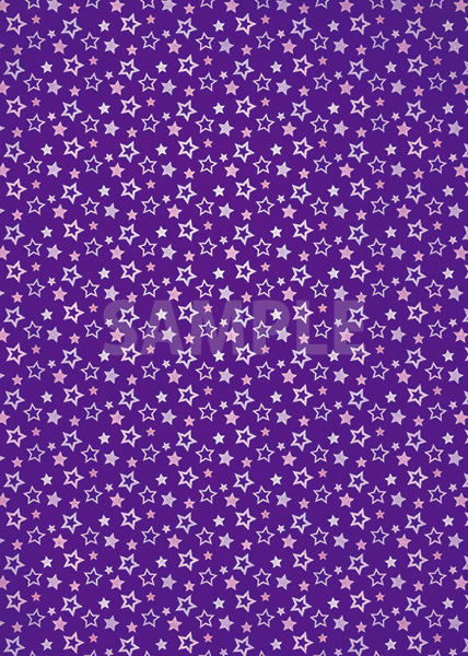 紫色の星型が散らばるA4サイズ背景素材