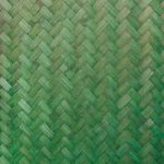 緑色に着色した木板が組み合うテクスチャーA4サイズ背景素材