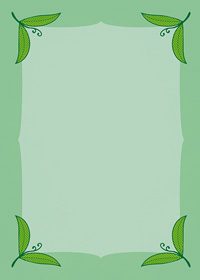 四隅に緑色の葉っぱのイラストが飾られたA4サイズ背景素材