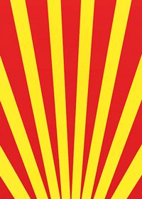 赤と黄色の下中央に向かう効果線、A4サイズ背景素材