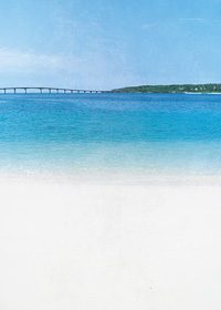 宮古島の青い海と白浜のA4サイズ背景素材